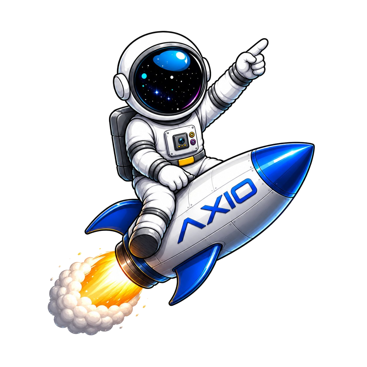 Mascotte AXIO su razzo